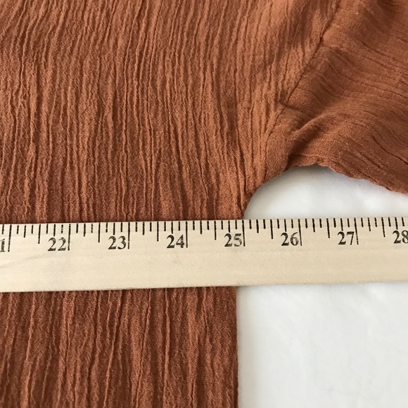 ZARA Dress Kaftan Coverup Lace Up Tie V Neck Frayed Hem Terra-Cotta Size Large - Picture 12 of 16